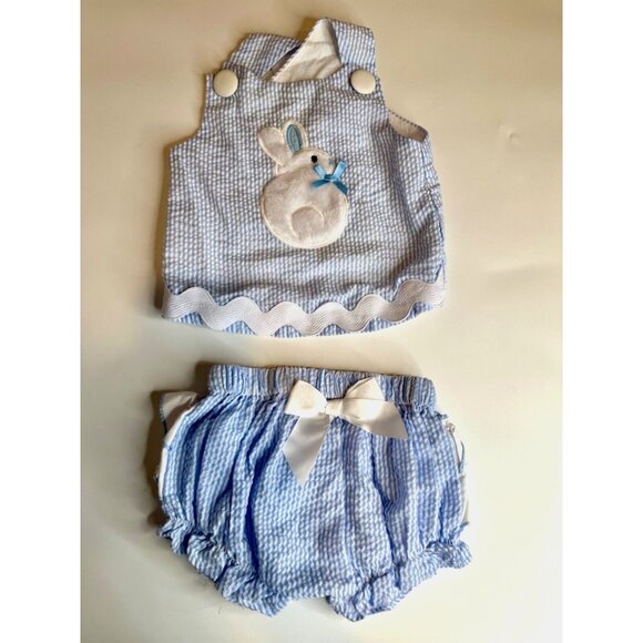 LIL CACTUS Bunny Two Piece Ruffle Bottom Outfit Easter 12-18 Month Unisex Spring - Picture 1 of 10